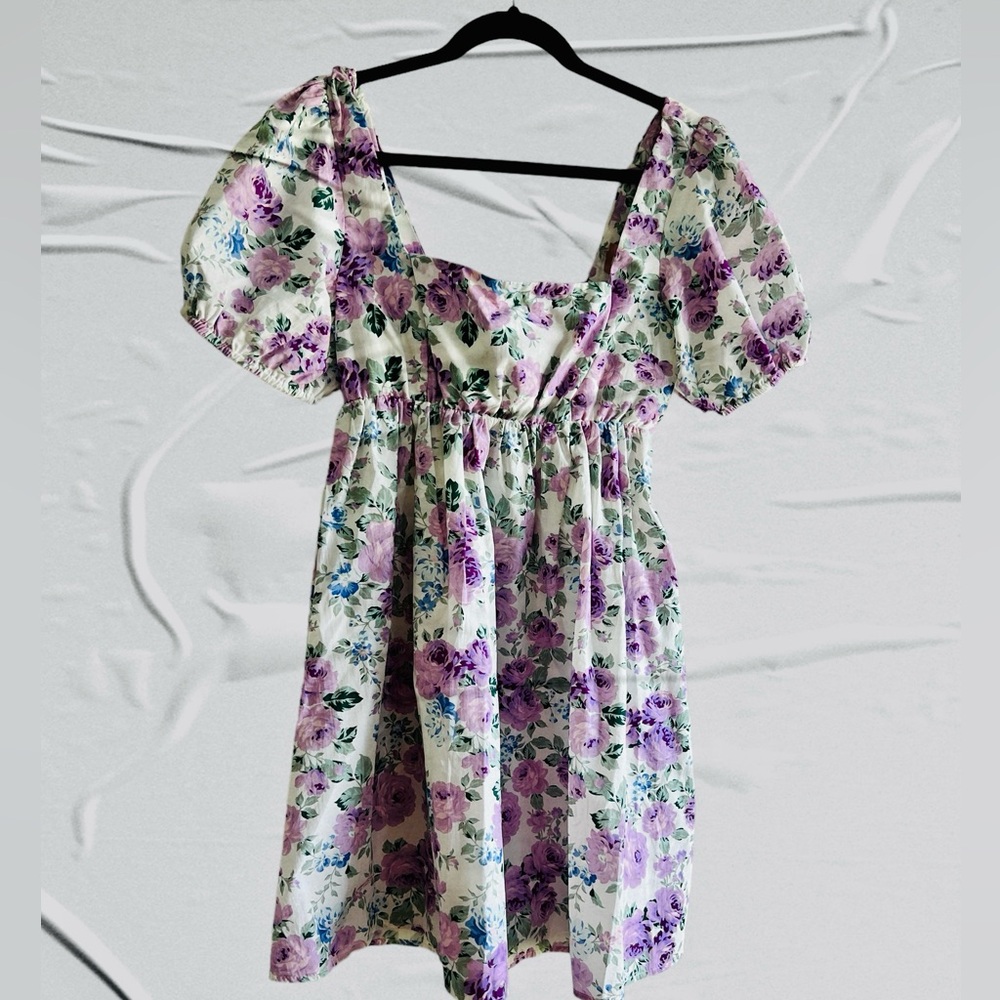 Show Me Your Mumu Purple Floral Puff Sleeve Dress